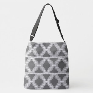 Bolso Cruzado Ikat Aztec Tribal - Gris oscuro y claro / Gris