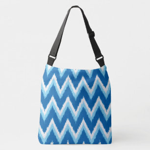 Bolso Cruzado Ikat Chevron Stripes - Cobalto, azul cielo y blanc
