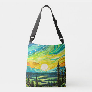 Bolso Cruzado Ilustración abstracta de majestuoso atardecer