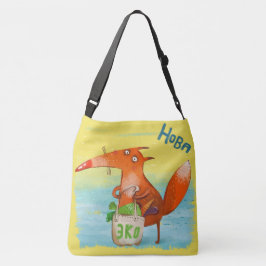 Bolso Cruzado Ilustracion de acuarela artesanal Funny Fox