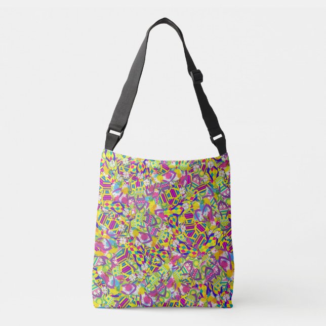 Bolso Cruzado Ilustracion de acuarela, patrón Flip Flop (Anverso)