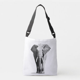Bolso Cruzado Ilustracion de arte del vector elefante negro y bl