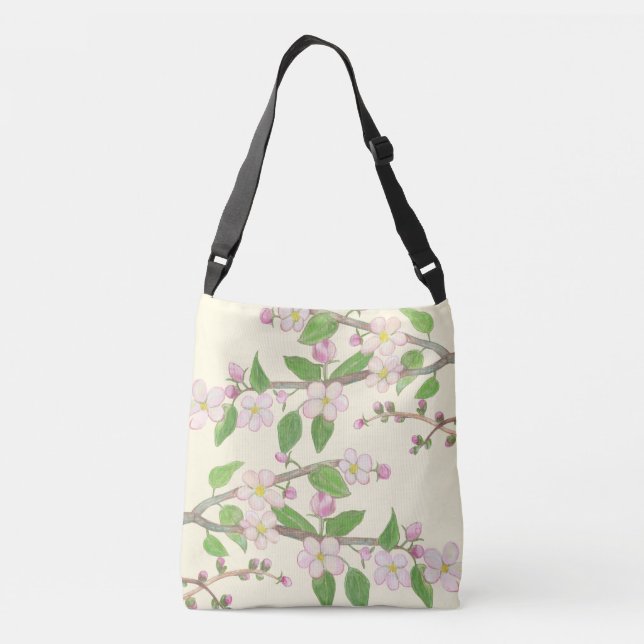 Bolso Cruzado Ilustracion de bifurcación de árbol de manzanas en (Reverso)