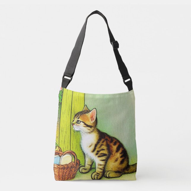 Bolso Cruzado Ilustracion de gato de tabby de época (Anverso)