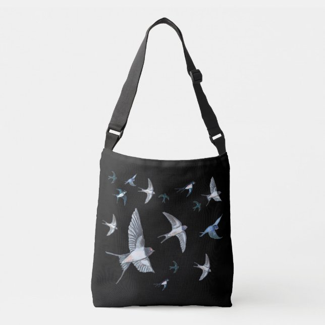 Bolso Cruzado Ilustracion De Las Aves Tragadas Voladoras (Anverso)