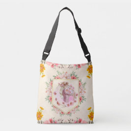 Bolso Cruzado Ilustración de retrato floral de la dama de la pri
