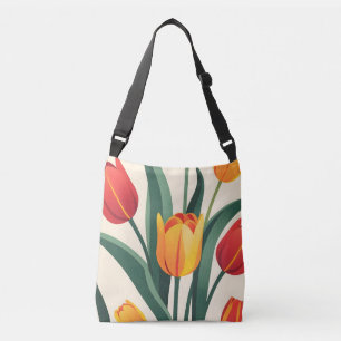 Bolso Cruzado Ilustracion de tulipán negrita
