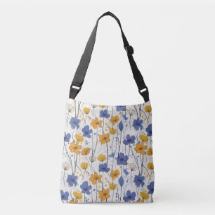Bolso Cruzado Ilustracion floral, flores silvestres abstractas, 