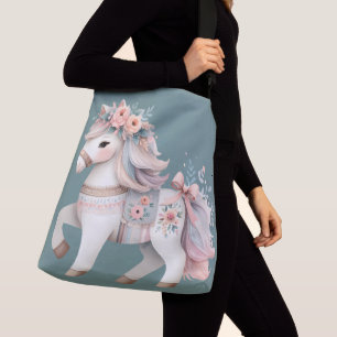 Bolso Cruzado Ilustracion Floral Pastel Horse Fantasy