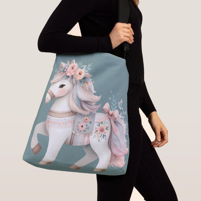 Bolso Cruzado Ilustracion Floral Pastel Horse Fantasy (Detalle)