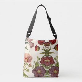 Bolso Cruzado Ilustración floral vintage con rosa y rojo 