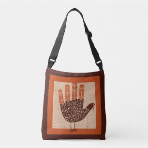 Bolso Cruzado Ilustración juguetona de pavo de Acción de Gracias