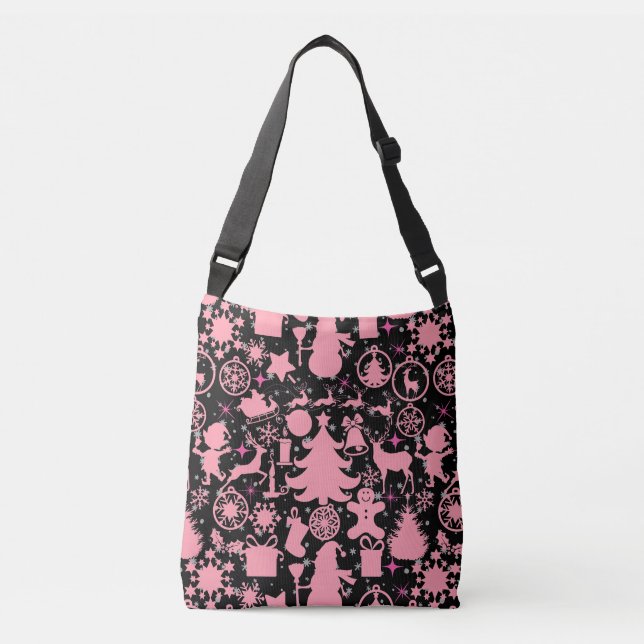 Bolso Cruzado Imágenes de Navidades en rosa (Anverso)