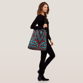Bolso Cruzado Impresión de Blue Paisley Bandanna Red and Baby
