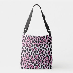 Bolso Cruzado Impresión De Leopardo Rosa Y Blanco