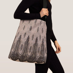 Bolso Cruzado impresión de malla floral negra