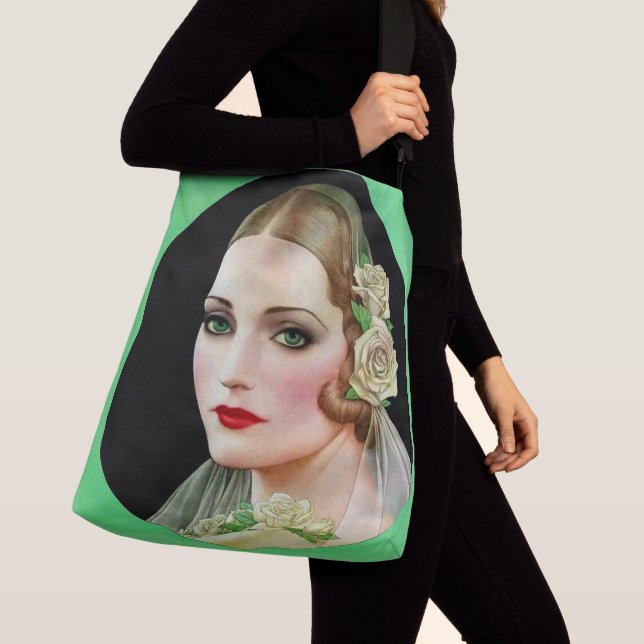 Bolso Cruzado impresión de novia rosa blanca (Detalle)