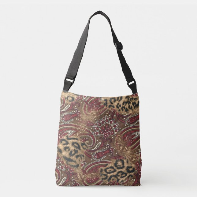 Bolso Cruzado Impresión de patrones de leopardo y paisley (Anverso)