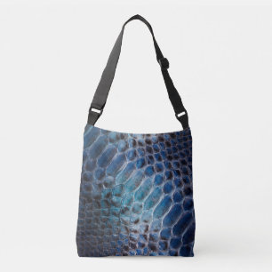 Bolso Cruzado Impresión de serpiente de piel azul Faux Crossbody