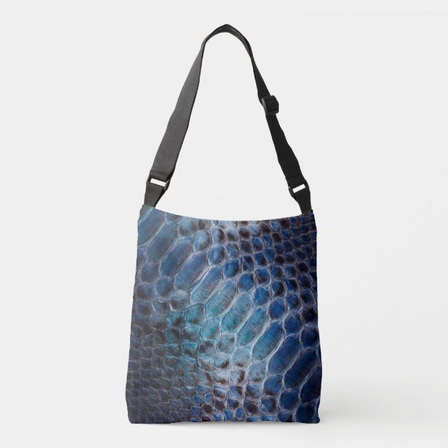 Bolso Cruzado Impresión de serpiente de piel azul Faux Crossbody (Anverso)
