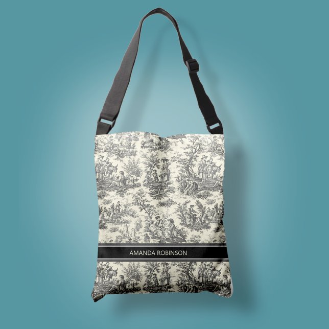 Bolso Cruzado Impresión de tela blanca y negra de jouy (Subido por el creador)