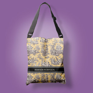 Bolso Cruzado Impresión de tela de jouy de color amarillo negro