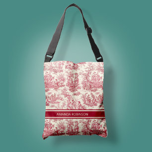Bolso Cruzado Impresión de tela roja de jouy