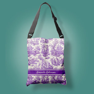 Bolso Cruzado Impresión de tela violeta de jouy