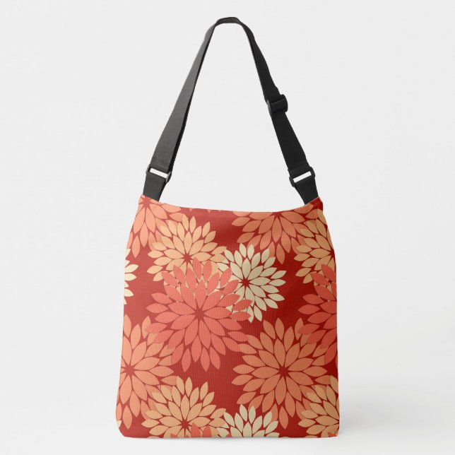 Bolso Cruzado Impresión floral moderna del kimono, mandarina (Anverso)