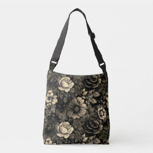 Bolso Cruzado Impresión floral Sepia Tone Vintage