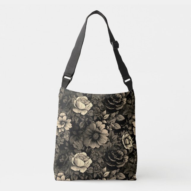 Bolso Cruzado Impresión floral Sepia Tone Vintage (Anverso)