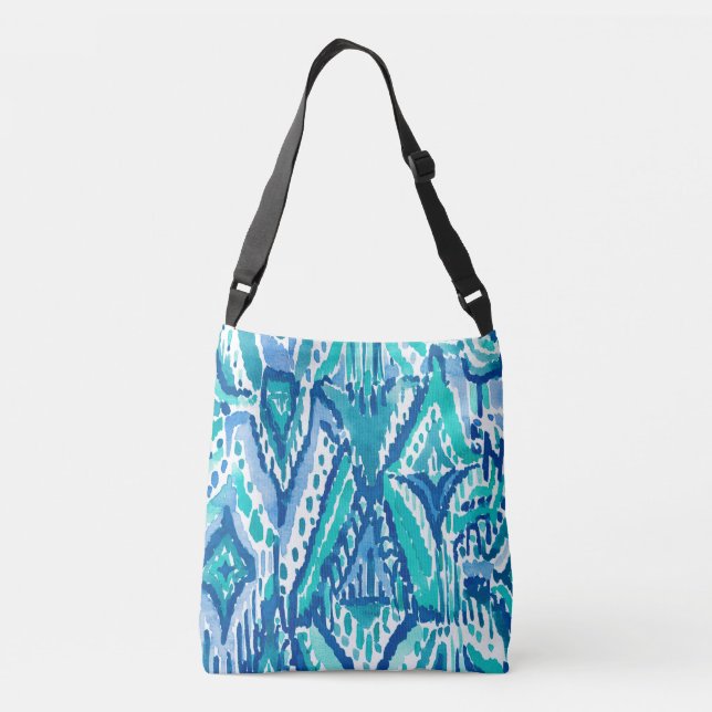Bolso Cruzado Impresión tribal de la acuarela de la franja de (Reverso)