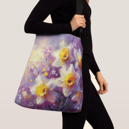 Bolso Cruzado Impresionante Daffodil Floral Purple Yellow Art