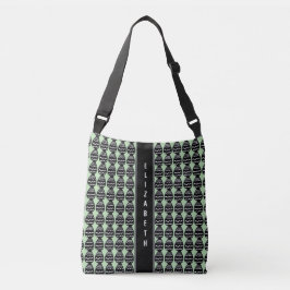 Bolso Cruzado Impresionante patrón moderno verde y negro