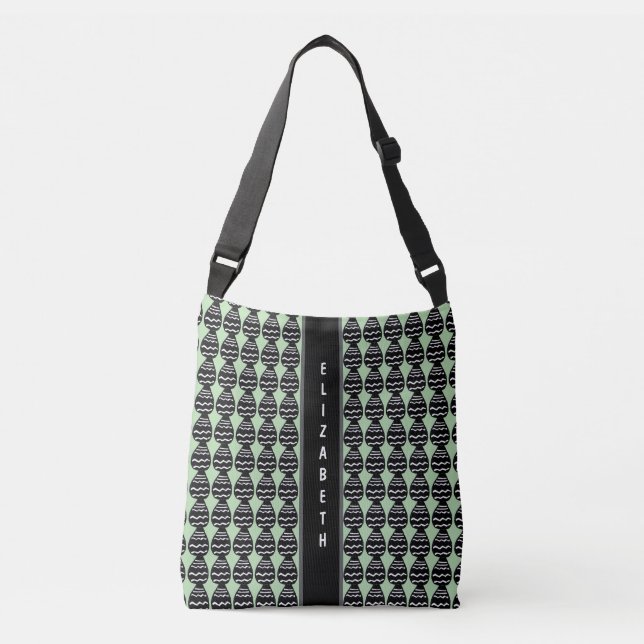 Bolso Cruzado Impresionante patrón moderno verde y negro (Anverso)