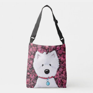 Bolso Cruzado Impresiones florales de Westie esponjoso