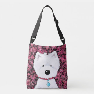 Bolso Cruzado Impresiones florales de Westie esponjoso