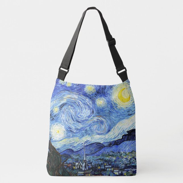 Bolso Cruzado Impresionismo nocturno de Van Gogh Starry Toag (Anverso)