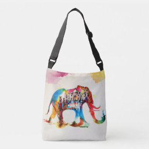 Bolso Cruzado India Elephant Vintage Travel Love Watercolor