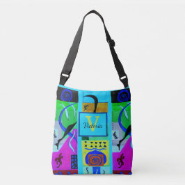 Bolso Cruzado Inspiración abstracta de la moda azul de Matisse