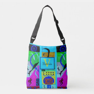 Bolso Cruzado Inspiración abstracta de la moda azul de Matisse