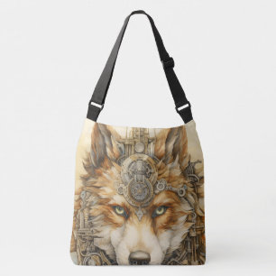 Bolso Cruzado Inspiración de Steampunk en el Lobo Rojo Solarpunk