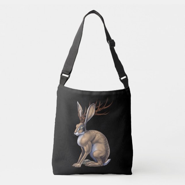 Bolso Cruzado Jackalope Cryptid Animal (Anverso)