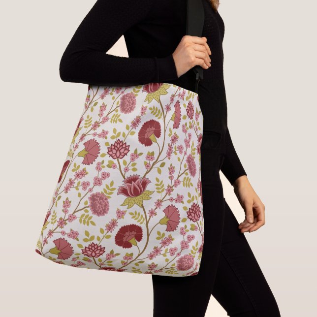 Bolso Cruzado Jacobo Floral Big Pattern Reds Rosa Crema de oro (Detalle)