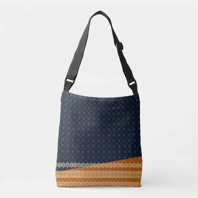 Bolso Cruzado Japanese Tortoise and Diamond Pattern Gold Navy (Anverso)