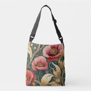 Bolso Cruzado Jardín de Amapolas en Flor - Arte Nouveau Botánico