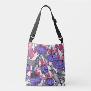 Bolso Cruzado Jardín de colibrís en melrosa y rosa