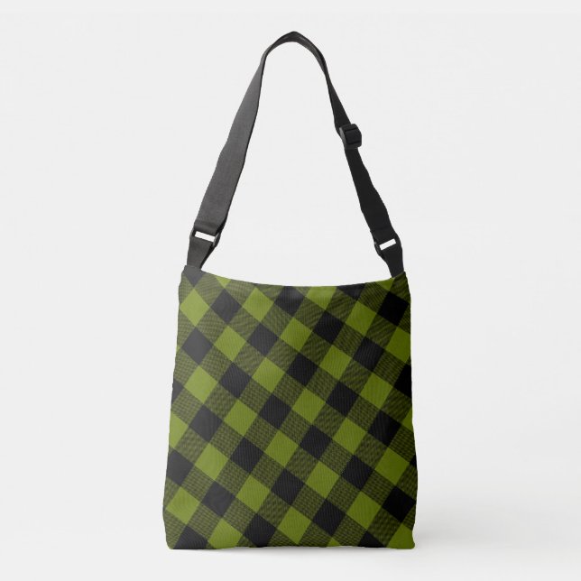 Bolso Cruzado Jardín de cuadros Green Buffalo (Anverso)