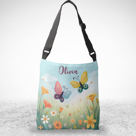 Bolso Cruzado Jardín de mariposas Pastel Whimsical
