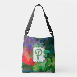 Bolso Cruzado Jardín de Rosa de monograma abstracto personalizad